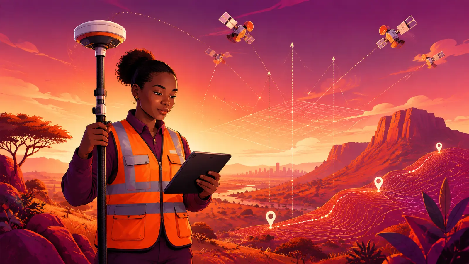 Illustration du positionnement GNSS